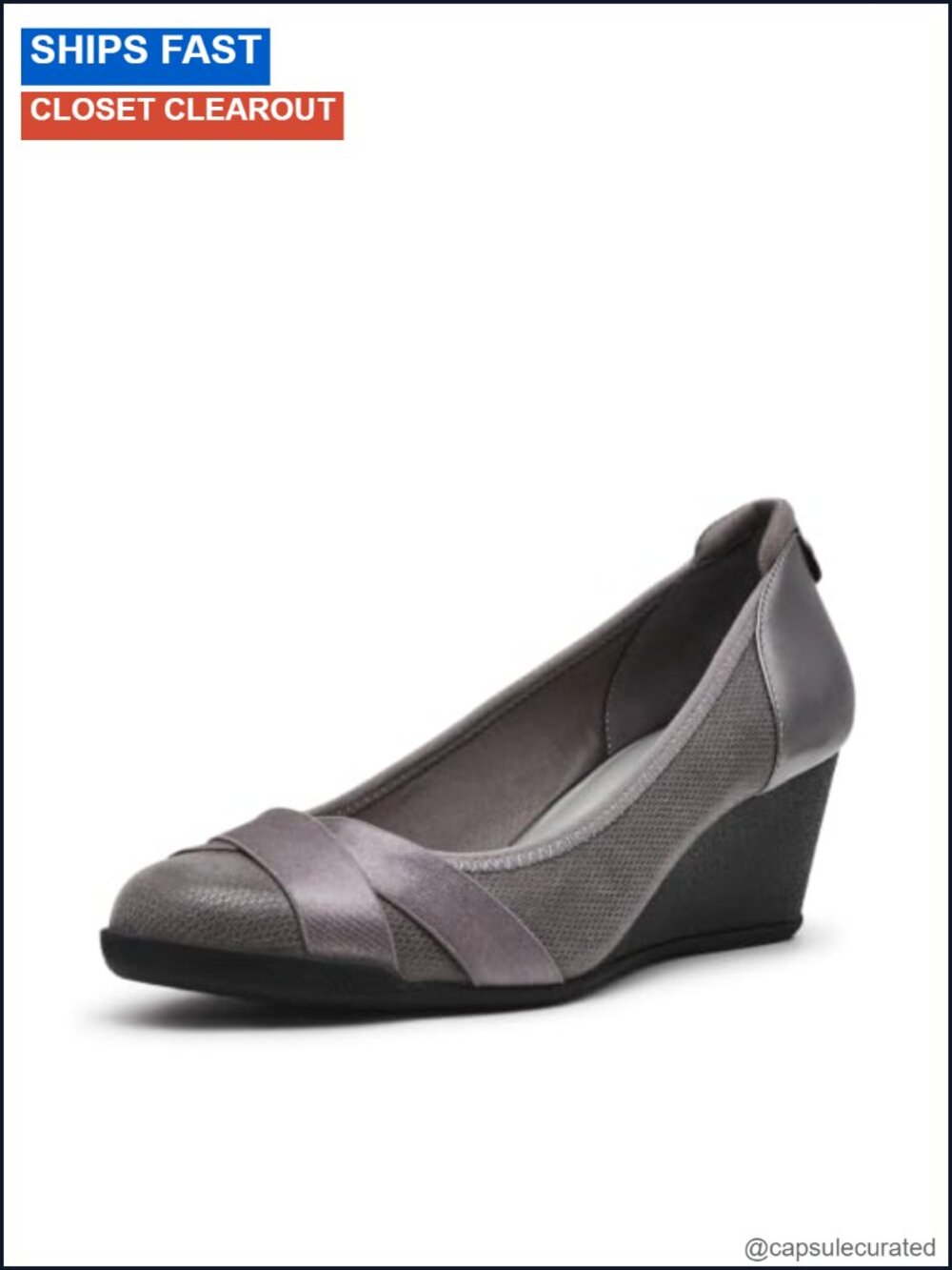 Anne Klein Sport Timeout Wedge Heel Pump Pull-On Round Toe Lightweight